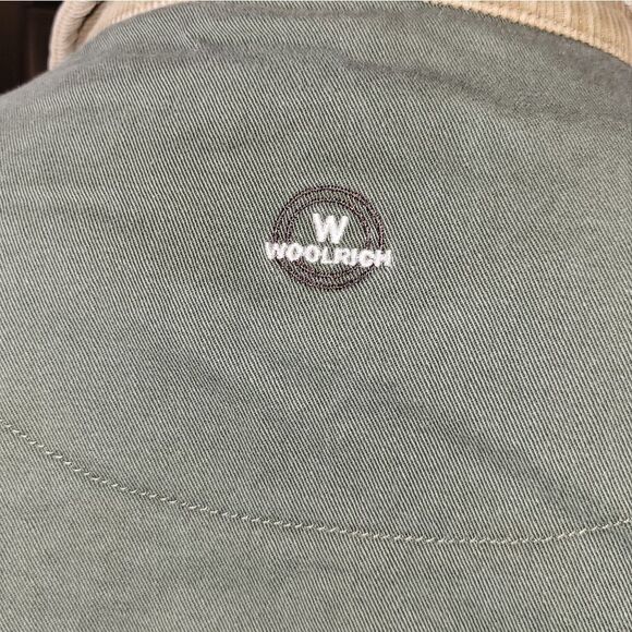 Woolrich Military Green Button-Front Flannel Jacket Cotton Lined with corduroy - Picture 4 of 13